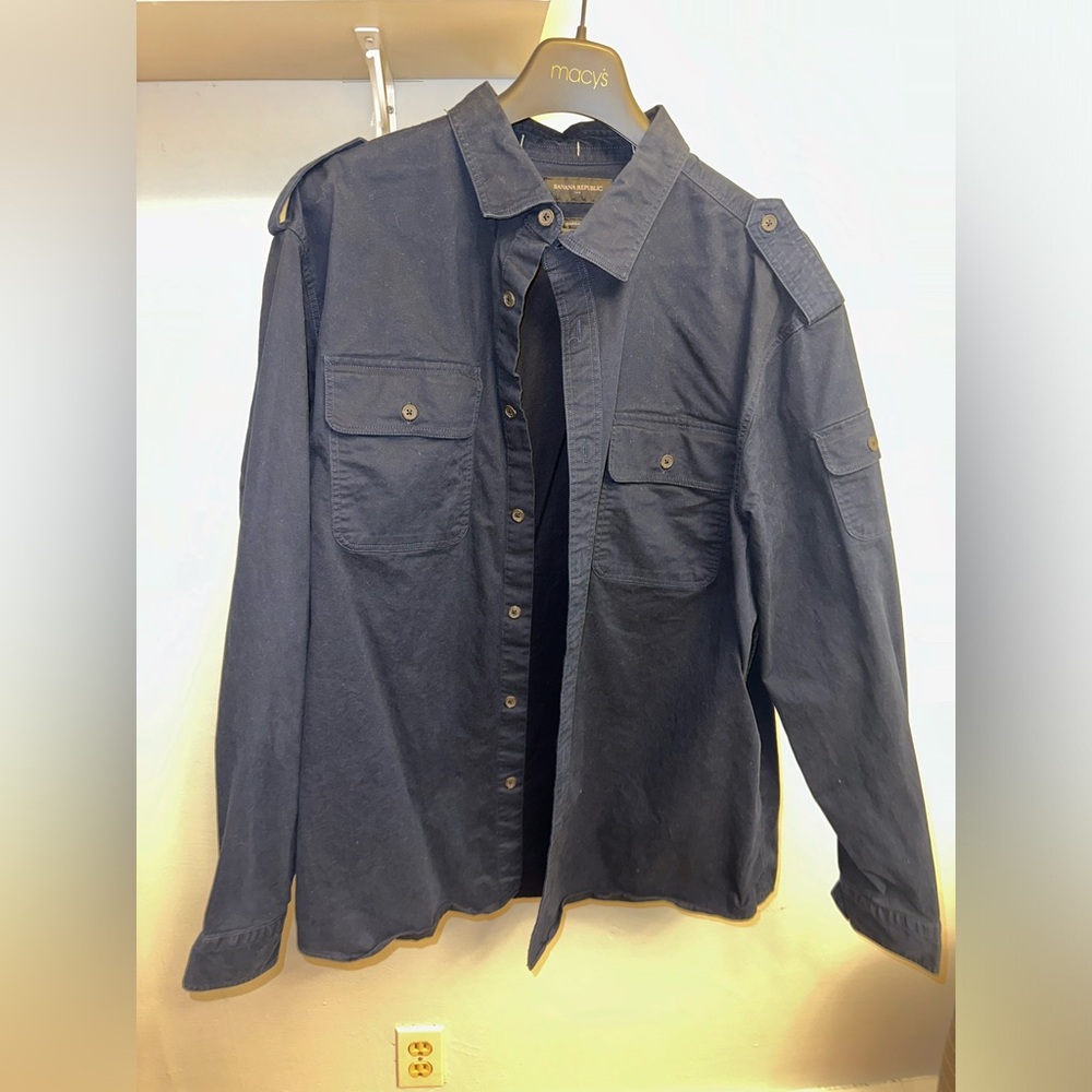 Extra Large Navy Blue banana republic casual flannel button down